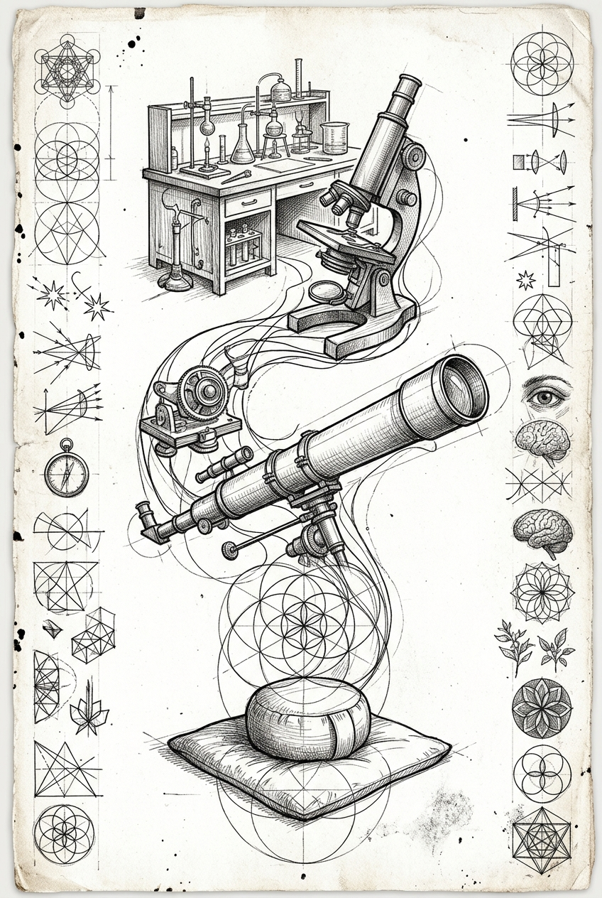 Microscope transforming into telescope with scientific instruments